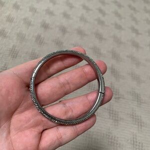 Elegant Gunmetal Bangle Bracelet with Crystals